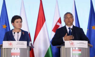 epa05434753 Polish Prime Minister Beata Szydlo (L) and Hungarian Prime Minister Viktor Orban (R) at a press conference after the Visegrad Group Prime Ministers meeting in Warsaw, Poland, 21 July 2016. The V4 prime ministers talked about the future of the European Union after the Brexit vote in Britain ahead of an informal EU summit in Bratislava in September that is expected to discuss the situation in Europe after Britains decision to leave the bloc. Poland and other V4 countries want to play a role in this discussion  EPA/PAWEL SUPERNAK POLAND OUT