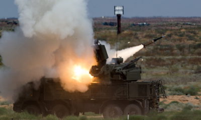 ASTRAKHAN REGION, RUSSIA - AUGUST 7, 2016: A Pantsir-S air defense missile-gun system during the final stage of the Keys to the Sky competition among AD missile units at Ashuluk Firing Range as part of the 2016 Army Games, an international event organized by the Russian Defense Ministry. Sergei Bobylev/Russian Defence Ministry Press Office/TASS (Photo by Sergei BobylevTASS via Getty Images)