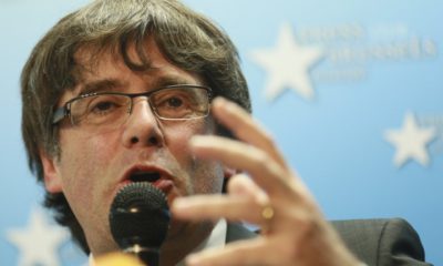 epa06299537 Dismissed Catalan regional President Carles Puigdemont gives a statement during a press conference at Press club in Brussels, Belgium, 31 October 2017. Puigdemont was dismissed from the post after Spanish Government implemented the Spanish Constitution's article 155 in response to the Catalan Parliament's vote in favor of declaring independence. On 30 October Spanish Attorney-General's office has filed a complaint against dismissed Catalonian regional President, Carles Puigdemont, and his Cabinet for the alleged offenses of rebellion, sedition and embezzlement before Audiencia Nacional Court.  EPA/OLIVIER HOSLET