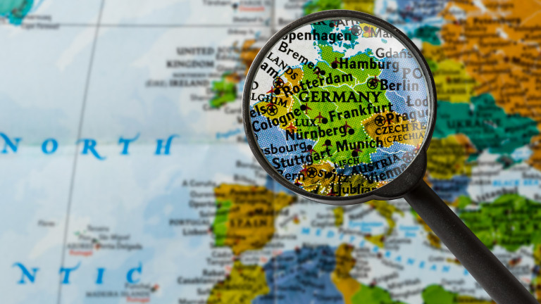 map of Germany through magnifying glass