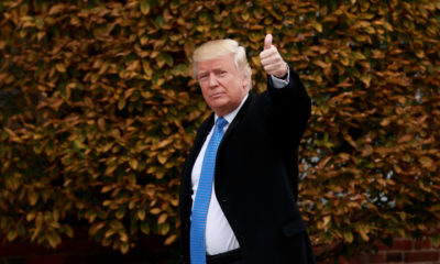 BEDMINSTER TOWNSHIP, NJ - NOVEMBER 20: President-elect Donald Trump waves as he arrives at Trump International Golf Club for a day of meetings, November 20, 2016 in Bedminster Township, New Jersey. Trump and his transition team are in the process of filling cabinet and other high level positions for the new administration.  (Photo by Drew Angerer/Getty Images)