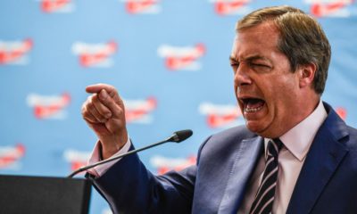 epa06192355 Nigel Farage, British Member of the European Parliament and former leader of the UK Independence Party (UKIP), gestures while speaking at a news conference of Germany's right-wing populist 'Alternative for Germany' (AfD) in Berlin, Germany, 08 September 2017. AfD is campaigning for the German general elections to be held on 24 September 2017.  EPA/FILIP SINGER