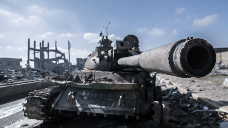 A ISIS destroyed tank in Kobane