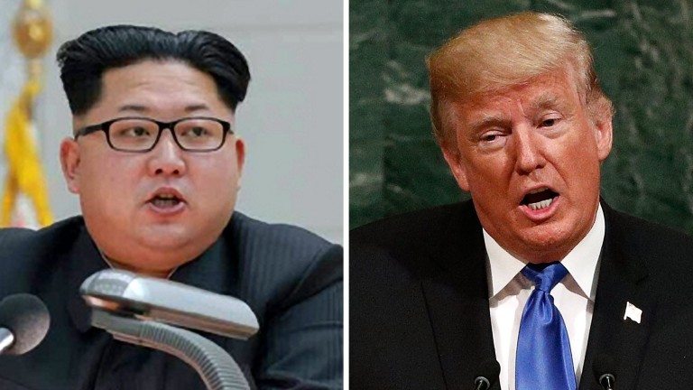 epa06218776 (FILE / COMPOSITE) - A combo file picture shows North Korean leader Kim Jong-un (L) in Pyongyang, North Korea, 10 January 2016, and US President Donald J. Trump (R) at the UN headquarters in New York, New York, USA, 19 September 2017 (images reissued 22 September 2017). The North Korean leader released a statement on 22 September 2017, vowing to make US President Trump 'pay dearly' for threatening North Korea in remarks he made during the 72nd United Nations General Assembly held in New York, New York, USA. President Trump, during the assembly on 19 September 2017, vowed to 'totally destroy' North Korea if it posed threats to the USA and its allies. North Korean Foreign Minister Ri Yong Ho warned that Pyongyang may be preparing for a hydrogen bomb test in the Pacific Ocean in response to the US President's intimidations, hours after Trump imposed fresh sanctions against the North for its nuclear weapons programs, media reported.  EPA/KCNA / JUSTIN LANE   EDITORIAL USE ONLY