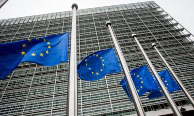 epa06149667 European Union flags fly at half-mast in honour of the victims of the 17 August terrorist attack in Barcelona, Spain, in front of the seat of the European Commission in Brussels, Belgium, 18 August 2017. According to media reports, at least 13 people have died and 100 were injured when a van crashed into pedestrians in Las Ramblas in Barcelona in an incident which Spanish police are treating as a terror attack. A similar attack was conducted in the coastal city of Cambrils, where five alleged terrorists, who apparently wore bomb belts, were shot dead by security forces on early morning 18 August after they attacked pedestrians using a vehicle next to a promenade, injuring seven people, including a police officer. Police have stated that the attack in Barcelona and the attack in Cambrils were linked. The so-called 'Islamic State' (IS) has claimed responsibility for the attack in Barcelona.  EPA/STEPHANIE LECOCQ
