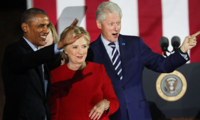 PHILADELPHIA, PA - NOVEMBER 07:  Hillary Clinton stands with President Barack Obama and former President Bill Clinton during an election eve rally on November 7, 2016 in Philadelphia, Pennsylvania. As the historic race for the presidency of the United States comes to a conclusion, both Clinton and her rival Donald Trump are making their last appearances before voting begins tomorrow.  (Photo by Spencer Platt/Getty Images)