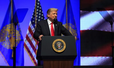 epa07125438 US President Donald J. Trump speaks to the Future Farmers of America convention at the Banker's Life Fieldhouse in Indianapolis, Indiana, USA, 27 October 2018. During the event, President Trump spoke to student of the Future Farmers of America about topics ranging from farming to unemployment. President Trump also made statements denouncing the mass shooting at a synagogue in Pittsburgh, in which 11 people were killed.  EPA/JUSTIN CASTERLINE