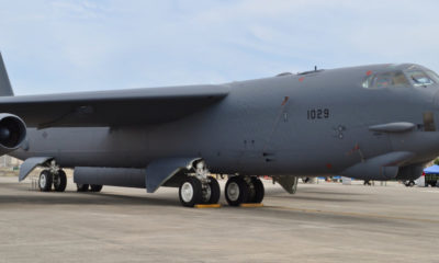 Tampa, USA - March 18, 2016: A U.S. Air Force B-52 Stratofortress Bomber on the runway at MacDill Air Force Base.