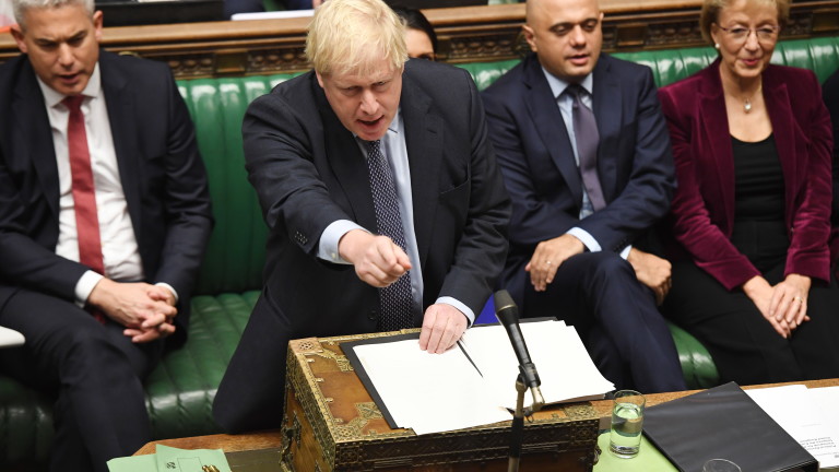 epa07932972 A handout still image available by the UK Parliament shows British Prime Minister Boris Johnson addressing MPs during a debate on the revised Brexit deal at the House of Commons in London, Britain, 19 October 2019. The European Union (EU) and the British government reached a tentative deal on Brexit that must be ratified in a vote by the UK Parliament.  EPA/UK PARLIAMENT / JESSICA TAYLOR MANDATORY CREDIT: UK PARLIAMENT / JESSICA TAYLOR - Images must not be altered in any way. HANDOUT EDITORIAL USE ONLY/NO SALES