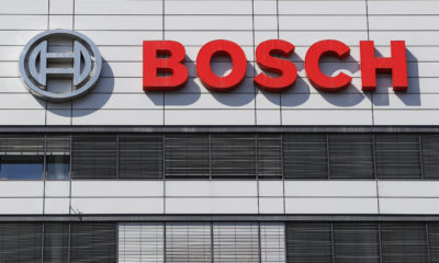 FILE PHOTO: The logo of Bosch is pictured on its headquarters in Stuttgart April 18, 2013.  REUTERS/Lisi Niesner